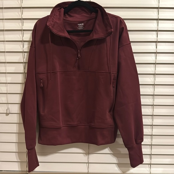 Old Navy Burgundy Quarter Zip Sweatshirt - Picture 1 of 4